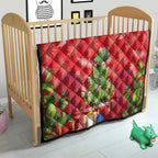 Kakapo New Zealand Christmas Quilt Meri Kirihimete Pohutukawa - Red Color