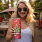 Kakapo New Zealand Christmas Skinny Tumbler Meri Kirihimete Pohutukawa - Red Color