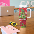 Kakapo New Zealand Christmas Tumbler With Handle Meri Kirihimete Pohutukawa - Red Color