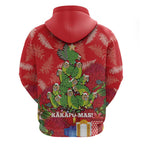 Kakapo New Zealand Christmas Zip Hoodie Meri Kirihimete Pohutukawa - Red Color