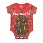 Kiwi New Zealand Christmas Baby Onesie Meri Kirihimete Silver Fern - Red Color
