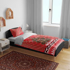 Kiwi New Zealand Christmas Bedding Set Meri Kirihimete Silver Fern - Red Color