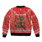 Kiwi New Zealand Christmas Bomber Jacket Meri Kirihimete Silver Fern - Red Color