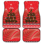 Kiwi New Zealand Christmas Car Mats Meri Kirihimete Silver Fern - Red Color