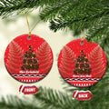 Kiwi New Zealand Christmas Ceramic Ornament Meri Kirihimete Silver Fern - Red Color