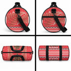 Kiwi New Zealand Christmas Duffle Bag Meri Kirihimete Silver Fern - Red Color
