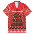 Kiwi New Zealand Christmas Family Matching Long Sleeve Bodycon Dress and Hawaiian Shirt Meri Kirihimete Silver Fern - Red Color
