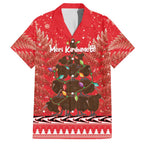 Kiwi New Zealand Christmas Family Matching Puletasi and Hawaiian Shirt Meri Kirihimete Silver Fern - Red Color