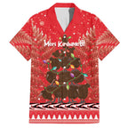 Kiwi New Zealand Christmas Hawaiian Shirt Meri Kirihimete Silver Fern - Red Color