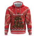 Kiwi New Zealand Christmas Hoodie Meri Kirihimete Silver Fern - Red Color