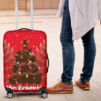 Kiwi New Zealand Christmas Luggage Cover Meri Kirihimete Silver Fern - Red Color