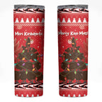 Kiwi New Zealand Christmas Skinny Tumbler Meri Kirihimete Silver Fern - Red Color