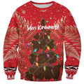 Kiwi New Zealand Christmas Sweatshirt Meri Kirihimete Silver Fern - Red Color