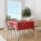 Kiwi New Zealand Christmas Tablecloth Meri Kirihimete Silver Fern - Red Color