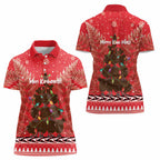 Kiwi New Zealand Christmas Women Polo Shirt Meri Kirihimete Silver Fern - Red Color