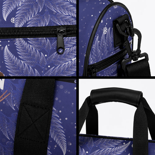 Kiwi New Zealand Christmas Duffle Bag Meri Kirihimete Silver Fern - Blue Color