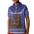Kiwi New Zealand Christmas Kid Polo Shirt Meri Kirihimete Silver Fern - Blue Color