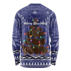 Kiwi New Zealand Christmas Long Sleeve Shirt Meri Kirihimete Silver Fern - Blue Color