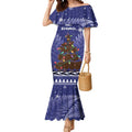 Kiwi New Zealand Christmas Mermaid Dress Meri Kirihimete Silver Fern - Blue Color