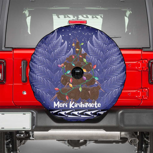 Kiwi New Zealand Christmas Spare Tire Cover Meri Kirihimete Silver Fern - Blue Color