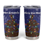 Kiwi New Zealand Christmas Tumbler Cup Meri Kirihimete Silver Fern - Blue Color
