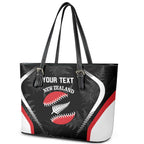 Custom New Zealand Silver Fern Softball Leather Tote Bag Go Aotearoa