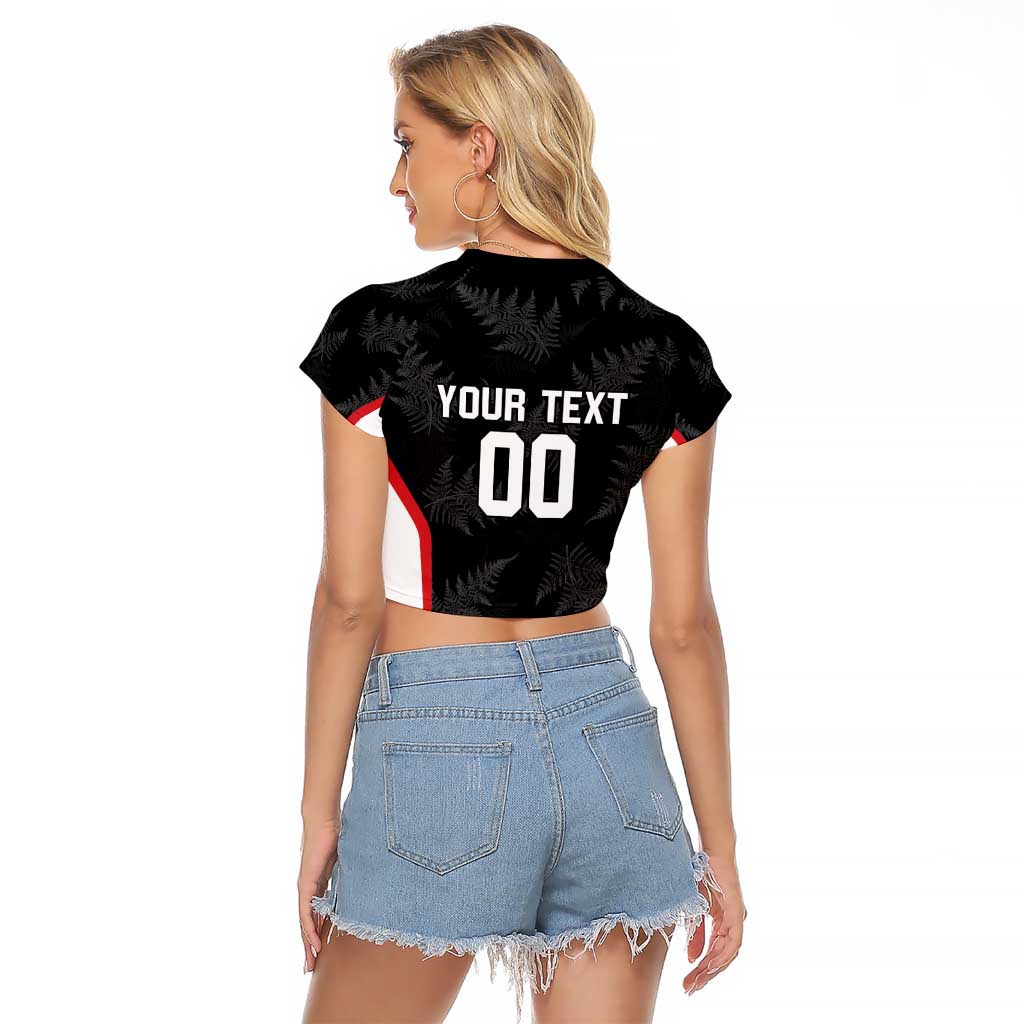 Custom New Zealand Silver Fern Softball Raglan Cropped T Shirt Go Aotearoa