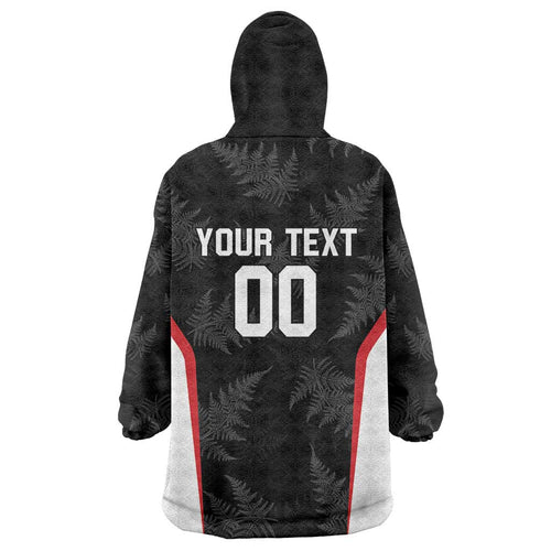 Custom New Zealand Silver Fern Softball Wearable Blanket Hoodie Go Aotearoa