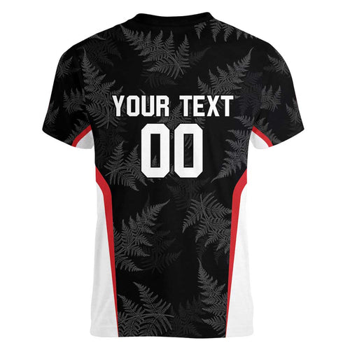 Custom New Zealand Silver Fern Softball Women V-Neck T-Shirt Go Aotearoa