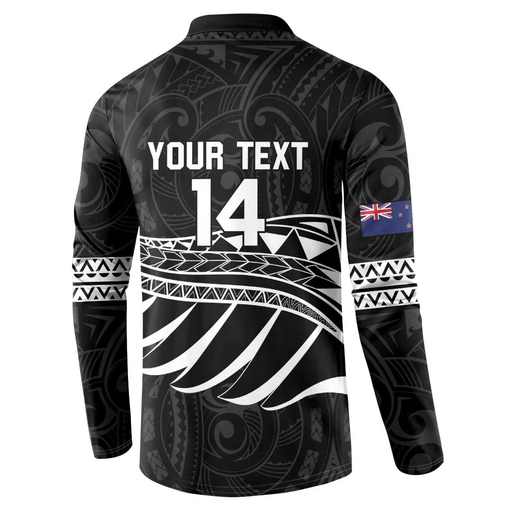 Custom Aotearoa Ice Hockey Button Sweatshirt NZ Tiki Mascot - Maori Pattern