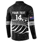 Custom Aotearoa Ice Hockey Button Sweatshirt NZ Tiki Mascot - Maori Pattern