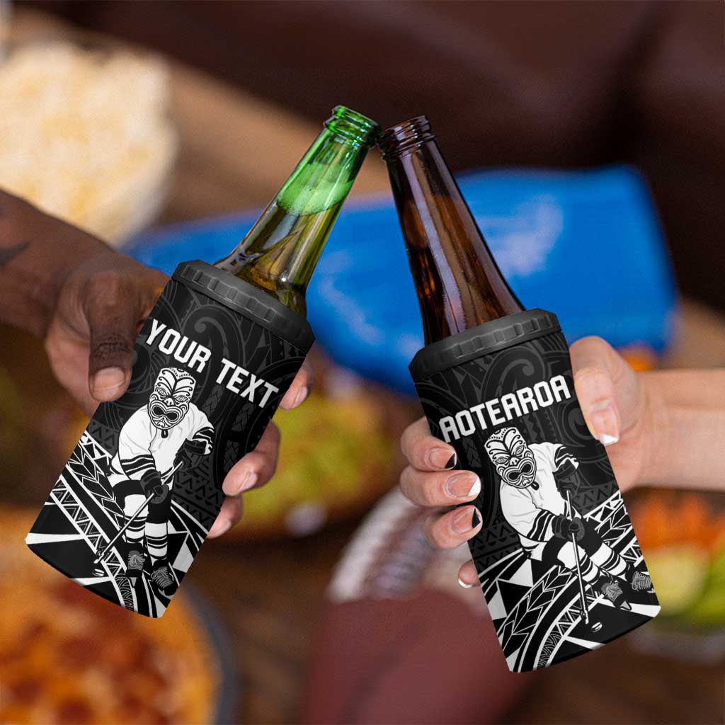 Personalised Aotearoa Ice Hockey 4 in 1 Can Cooler Tumbler NZ Tiki Mascot - Maori Pattern LT14