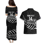 Custom Aotearoa Ice Hockey Couples Matching Puletasi and Hawaiian Shirt NZ Tiki Mascot - Maori Pattern