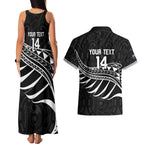 Custom Aotearoa Ice Hockey Couples Matching Tank Maxi Dress and Hawaiian Shirt NZ Tiki Mascot - Maori Pattern