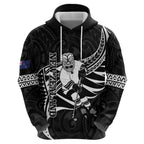 Custom Aotearoa Ice Hockey Hoodie NZ Tiki Mascot - Maori Pattern
