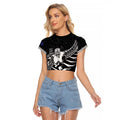 Custom Aotearoa Ice Hockey Raglan Cropped T Shirt NZ Tiki Mascot - Maori Pattern