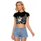 Custom Aotearoa Ice Hockey Raglan Cropped T Shirt NZ Tiki Mascot - Maori Pattern