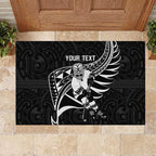 Custom Aotearoa Ice Hockey Rubber Doormat NZ Tiki Mascot - Maori Pattern