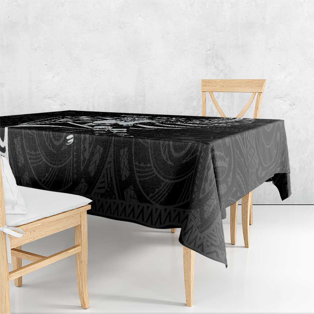 Custom Aotearoa Ice Hockey Tablecloth NZ Tiki Mascot - Maori Pattern