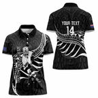 Custom Aotearoa Ice Hockey Women Polo Shirt NZ Tiki Mascot - Maori Pattern