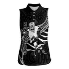 Custom Aotearoa Ice Hockey Women Sleeveless Polo Shirt NZ Tiki Mascot - Maori Pattern