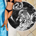 Personalised New Zealand Surfing Beach Blanket Aotearoa Maori Tiki Haka