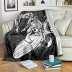 Personalised New Zealand Surfing Blanket Aotearoa Maori Tiki Haka