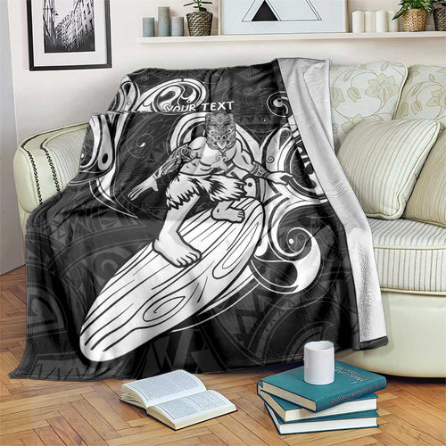 Personalised New Zealand Surfing Blanket Aotearoa Maori Tiki Haka
