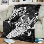 Personalised New Zealand Surfing Blanket Aotearoa Maori Tiki Haka