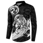 Personalised New Zealand Surfing Button Sweatshirt Aotearoa Maori Tiki Haka