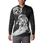 Personalised New Zealand Surfing Button Sweatshirt Aotearoa Maori Tiki Haka
