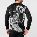 Personalised New Zealand Surfing Button Sweatshirt Aotearoa Maori Tiki Haka