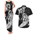 Personalised New Zealand Surfing Couples Matching Tank Maxi Dress and Hawaiian Shirt Aotearoa Maori Tiki Haka
