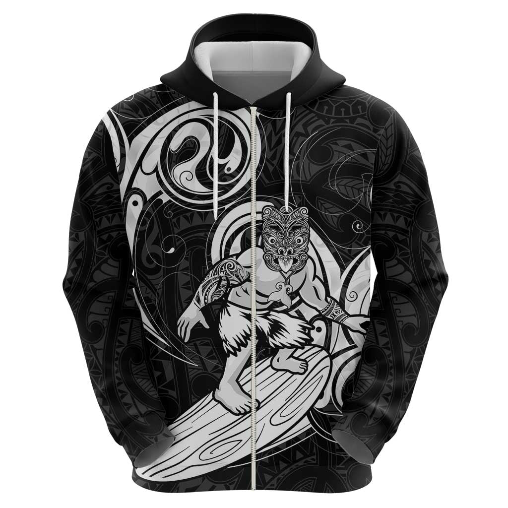 Personalised New Zealand Surfing Hoodie Aotearoa Maori Tiki Haka